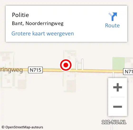 Locatie op kaart van de 112 melding: Politie Bant, Noorderringweg op 7 juli 2022 15:40