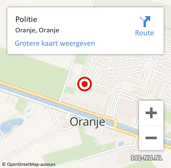 Locatie op kaart van de 112 melding: Politie Oranje, Oranje op 7 juli 2022 15:41