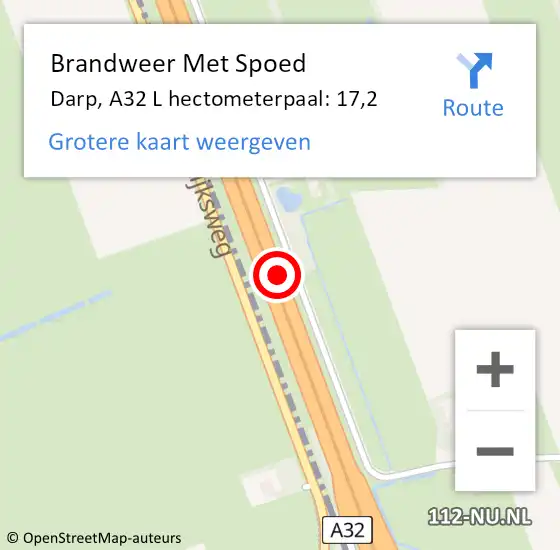 Locatie op kaart van de 112 melding: Brandweer Met Spoed Naar Darp, A32 L hectometerpaal: 17,2 op 22 juli 2014 14:35