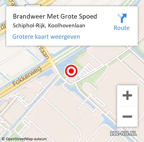 Locatie op kaart van de 112 melding: Brandweer Met Grote Spoed Naar Schiphol-Rijk, Koolhovenlaan op 7 juli 2022 15:55