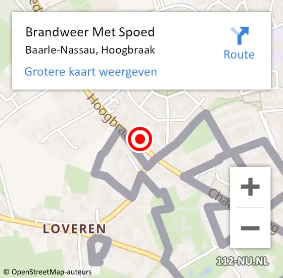 Locatie op kaart van de 112 melding: Brandweer Met Spoed Naar Baarle-Nassau, Hoogbraak op 7 juli 2022 16:08