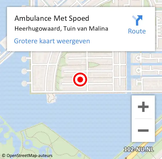 Locatie op kaart van de 112 melding: Ambulance Met Spoed Naar Heerhugowaard, Tuin van Malina op 7 juli 2022 16:18