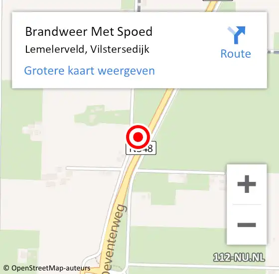 Locatie op kaart van de 112 melding: Brandweer Met Spoed Naar Lemelerveld, Vilstersedijk op 7 juli 2022 16:21