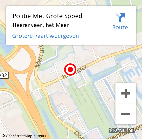 Locatie op kaart van de 112 melding: Politie Met Grote Spoed Naar Heerenveen, het Meer op 7 juli 2022 16:32