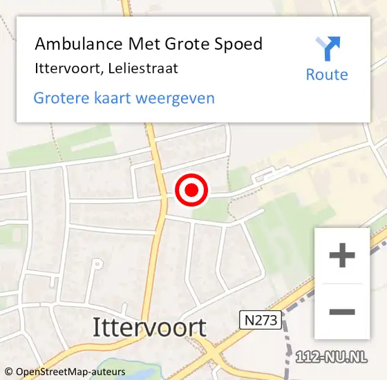 Locatie op kaart van de 112 melding: Ambulance Met Grote Spoed Naar Ittervoort, Leliestraat op 7 juli 2022 16:44