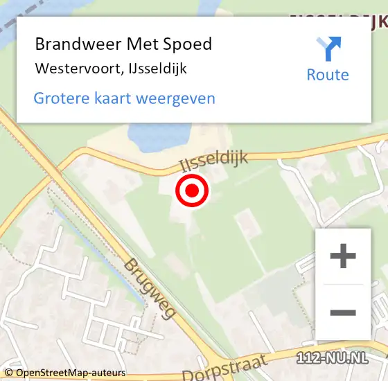 Locatie op kaart van de 112 melding: Brandweer Met Spoed Naar Westervoort, IJsseldijk op 7 juli 2022 16:51