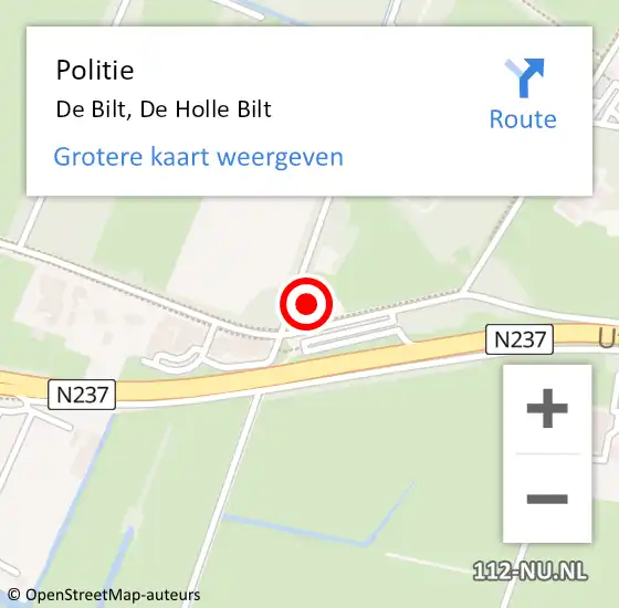 Locatie op kaart van de 112 melding: Politie De Bilt, De Holle Bilt op 7 juli 2022 17:00