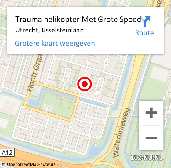 Locatie op kaart van de 112 melding: Trauma helikopter Met Grote Spoed Naar Utrecht, IJsselsteinlaan op 7 juli 2022 17:12