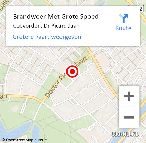 Locatie op kaart van de 112 melding: Brandweer Met Grote Spoed Naar Coevorden, Dr Picardtlaan op 7 juli 2022 17:31