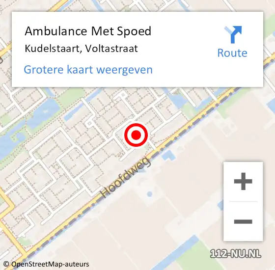 Locatie op kaart van de 112 melding: Ambulance Met Spoed Naar Kudelstaart, Voltastraat op 7 juli 2022 17:33