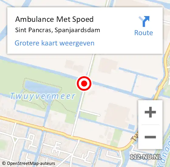 Locatie op kaart van de 112 melding: Ambulance Met Spoed Naar Sint Pancras, Spanjaardsdam op 22 juli 2014 14:50