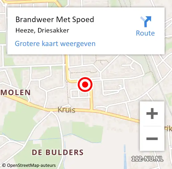 Locatie op kaart van de 112 melding: Brandweer Met Spoed Naar Heeze, Driesakker op 7 juli 2022 17:48