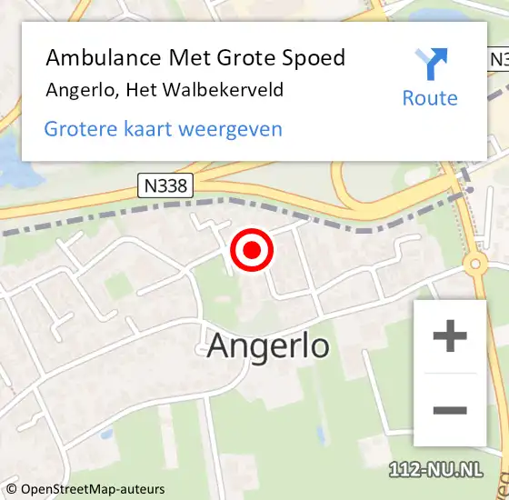 Locatie op kaart van de 112 melding: Ambulance Met Grote Spoed Naar Angerlo, Het Walbekerveld op 7 juli 2022 18:04