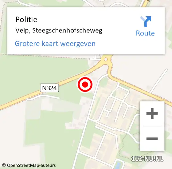 Locatie op kaart van de 112 melding: Politie Velp, Steegschenhofscheweg op 7 juli 2022 18:35