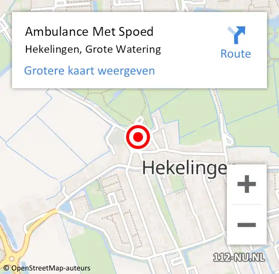 Locatie op kaart van de 112 melding: Ambulance Met Spoed Naar Hekelingen, Grote Watering op 7 juli 2022 18:35