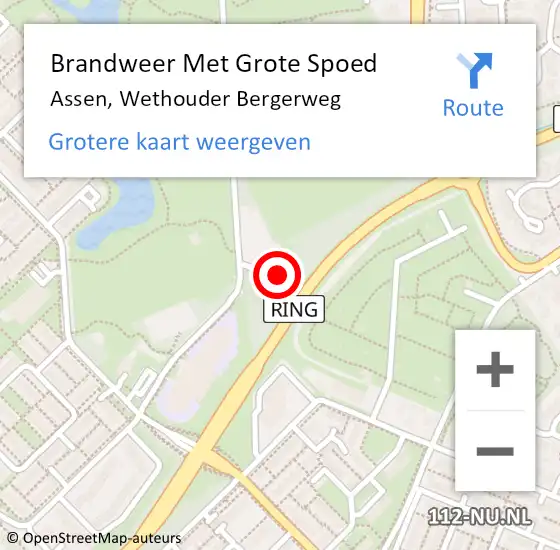 Locatie op kaart van de 112 melding: Brandweer Met Grote Spoed Naar Assen, Wethouder Bergerweg op 7 juli 2022 18:48