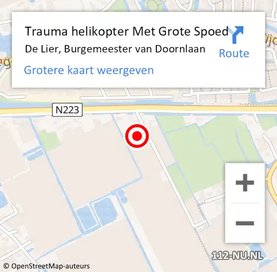 Locatie op kaart van de 112 melding: Trauma helikopter Met Grote Spoed Naar De Lier, Burgemeester van Doornlaan op 7 juli 2022 19:03