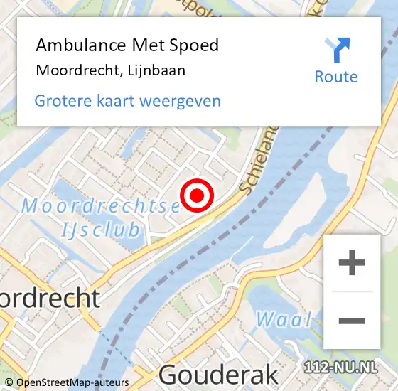 Locatie op kaart van de 112 melding: Ambulance Met Spoed Naar Moordrecht, Lijnbaan op 7 juli 2022 19:32