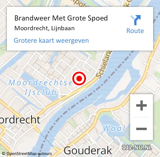 Locatie op kaart van de 112 melding: Brandweer Met Grote Spoed Naar Moordrecht, Lijnbaan op 7 juli 2022 19:38