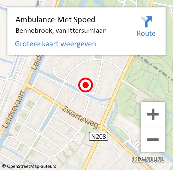 Locatie op kaart van de 112 melding: Ambulance Met Spoed Naar Bennebroek, van Ittersumlaan op 7 juli 2022 19:55