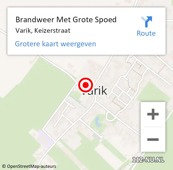 Locatie op kaart van de 112 melding: Brandweer Met Grote Spoed Naar Varik, Keizerstraat op 7 juli 2022 19:57