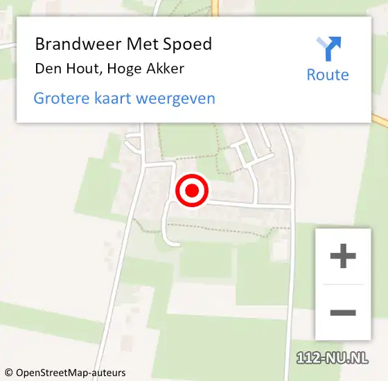 Locatie op kaart van de 112 melding: Brandweer Met Spoed Naar Den Hout, Hoge Akker op 7 juli 2022 21:43