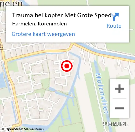 Locatie op kaart van de 112 melding: Trauma helikopter Met Grote Spoed Naar Harmelen, Korenmolen op 7 juli 2022 21:50
