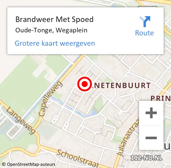 Locatie op kaart van de 112 melding: Brandweer Met Spoed Naar Oude-Tonge, Wegaplein op 7 juli 2022 22:17