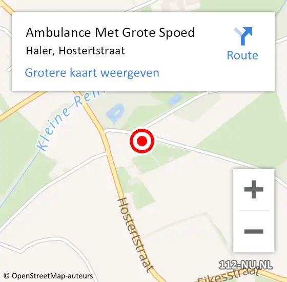 Locatie op kaart van de 112 melding: Ambulance Met Grote Spoed Naar Haler, Hostertstraat op 22 juli 2014 15:09