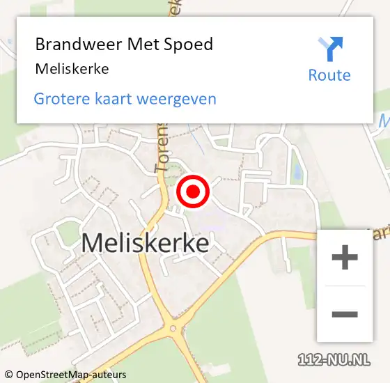 Locatie op kaart van de 112 melding: Brandweer Met Spoed Naar Meliskerke op 7 juli 2022 22:32