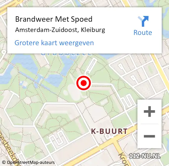 Locatie op kaart van de 112 melding: Brandweer Met Spoed Naar Amsterdam-Zuidoost, Kleiburg op 7 juli 2022 22:43