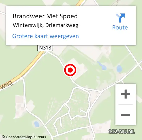 Locatie op kaart van de 112 melding: Brandweer Met Spoed Naar Winterswijk, Driemarkweg op 7 juli 2022 22:57