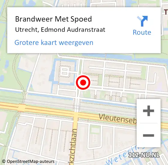 Locatie op kaart van de 112 melding: Brandweer Met Spoed Naar Utrecht, Edmond Audranstraat op 7 juli 2022 23:01