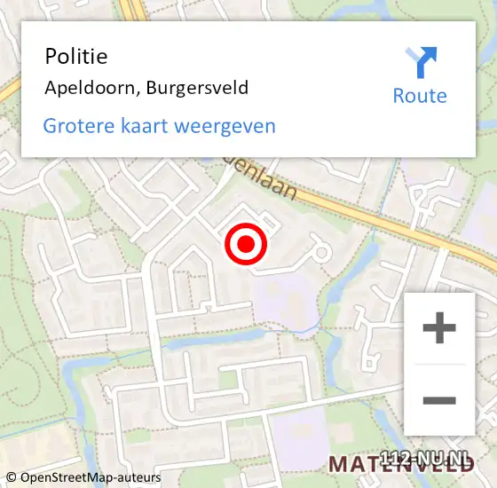 Locatie op kaart van de 112 melding: Politie Apeldoorn, Burgersveld op 7 juli 2022 23:03