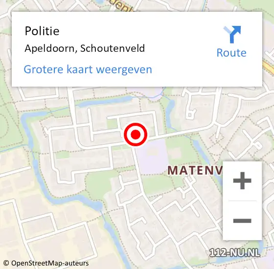 Locatie op kaart van de 112 melding: Politie Apeldoorn, Schoutenveld op 7 juli 2022 23:04