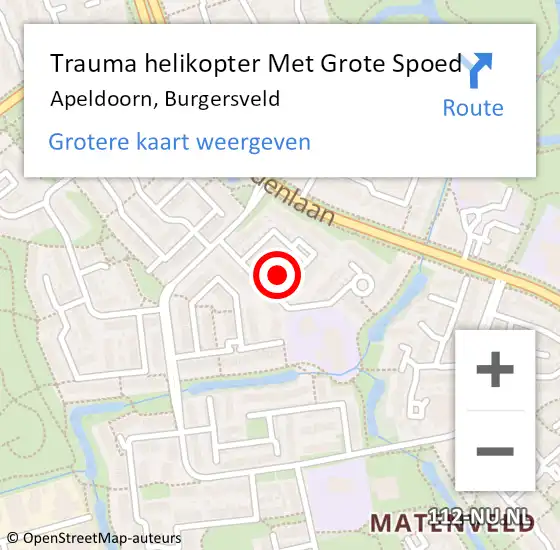 Locatie op kaart van de 112 melding: Trauma helikopter Met Grote Spoed Naar Apeldoorn, Burgersveld op 7 juli 2022 23:08