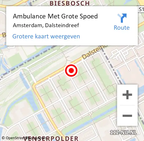 Locatie op kaart van de 112 melding: Ambulance Met Grote Spoed Naar Amsterdam-Zuidoost, Dalsteindreef op 7 juli 2022 23:12