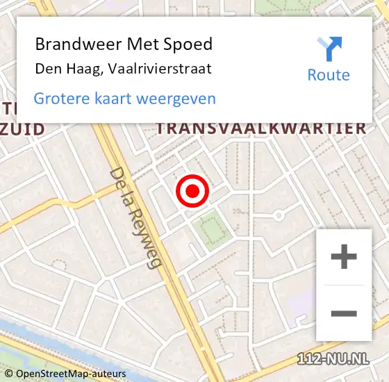 Locatie op kaart van de 112 melding: Brandweer Met Spoed Naar Den Haag, Vaalrivierstraat op 7 juli 2022 23:16