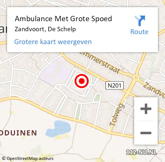 Locatie op kaart van de 112 melding: Ambulance Met Grote Spoed Naar Zandvoort, De Schelp op 7 juli 2022 23:18