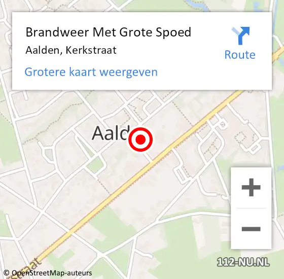 Locatie op kaart van de 112 melding: Brandweer Met Grote Spoed Naar Aalden, Kerkstraat op 7 juli 2022 23:46