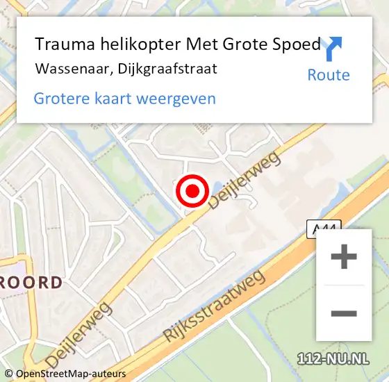 Locatie op kaart van de 112 melding: Trauma helikopter Met Grote Spoed Naar Wassenaar, Dijkgraafstraat op 7 juli 2022 23:57