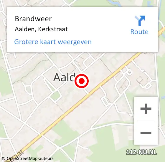 Locatie op kaart van de 112 melding: Brandweer Aalden, Kerkstraat op 8 juli 2022 00:20