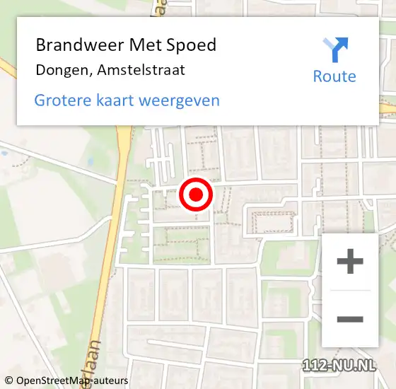 Locatie op kaart van de 112 melding: Brandweer Met Spoed Naar Dongen, Amstelstraat op 22 juli 2014 15:15