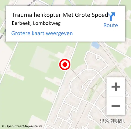 Locatie op kaart van de 112 melding: Trauma helikopter Met Grote Spoed Naar Eerbeek, Lombokweg op 8 juli 2022 00:59