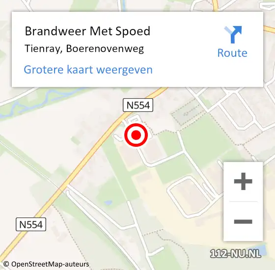Locatie op kaart van de 112 melding: Brandweer Met Spoed Naar Tienray, Boerenovenweg op 8 juli 2022 01:37