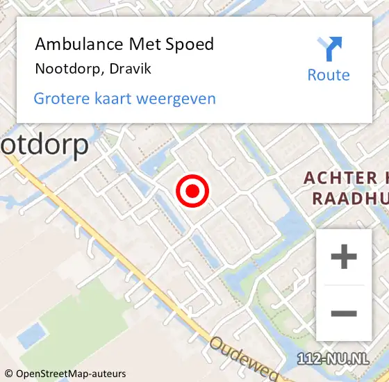 Locatie op kaart van de 112 melding: Ambulance Met Spoed Naar Nootdorp, Dravik op 8 juli 2022 01:49