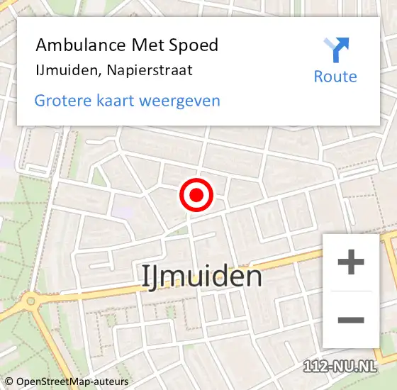 Locatie op kaart van de 112 melding: Ambulance Met Spoed Naar IJmuiden, Napierstraat op 8 juli 2022 02:35