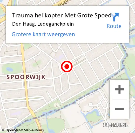 Locatie op kaart van de 112 melding: Trauma helikopter Met Grote Spoed Naar Den Haag, Ledeganckplein op 8 juli 2022 03:23