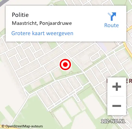 Locatie op kaart van de 112 melding: Politie Maastricht, Ponjaardruwe op 8 juli 2022 03:28