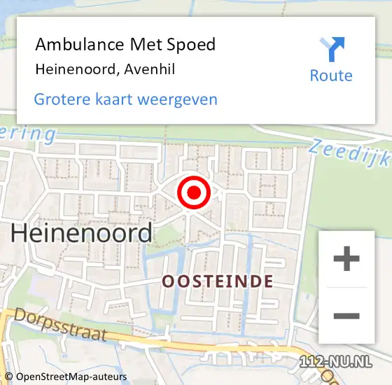 Locatie op kaart van de 112 melding: Ambulance Met Spoed Naar Heinenoord, Avenhil op 8 juli 2022 03:58